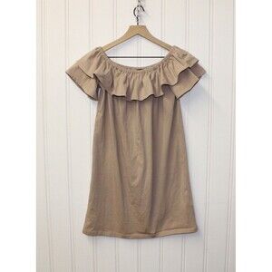 Express Boho Cottagecore Off Shoulder Ruffle Dress Women’s‎ Medium Beige Summer